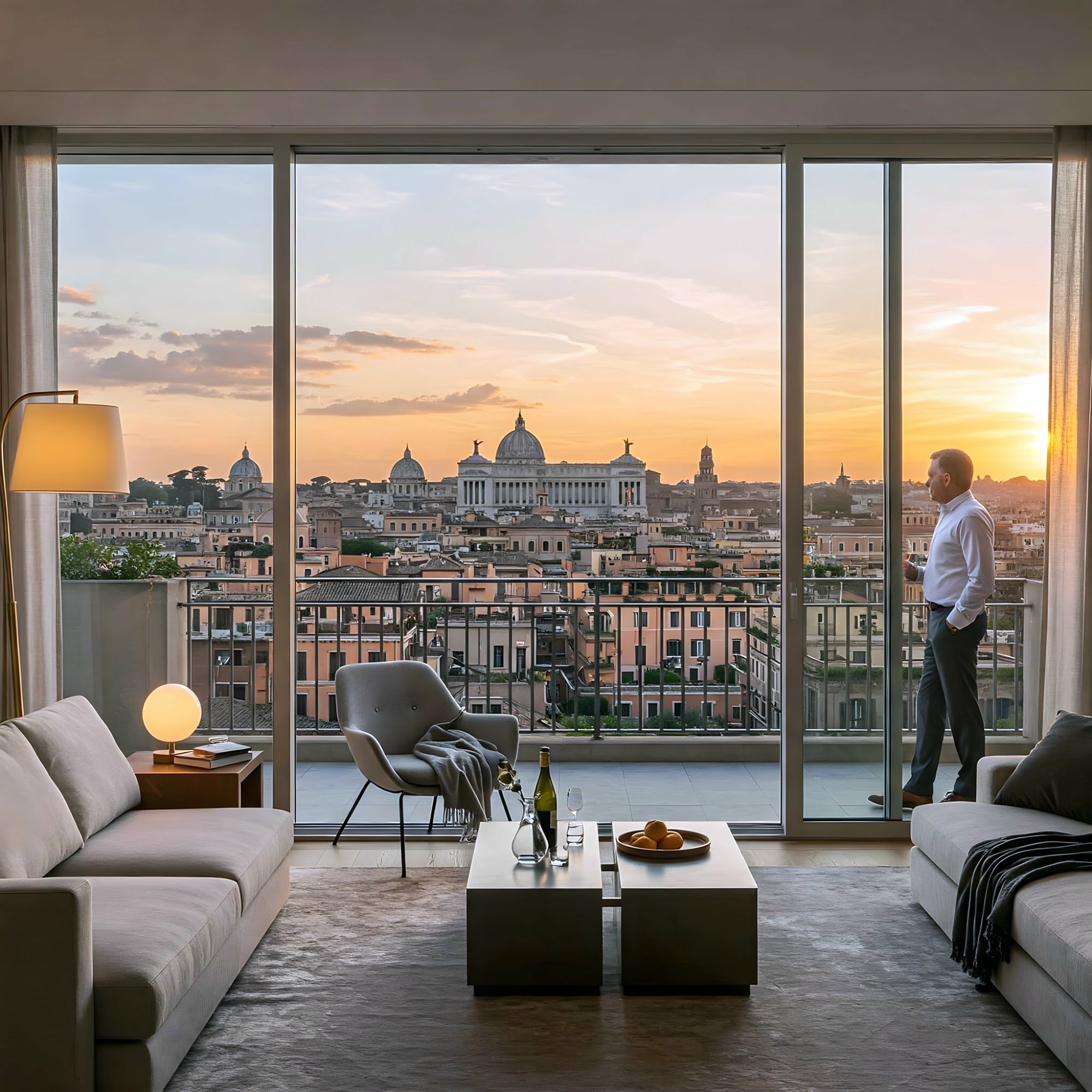 Render fotorealistico interior design appartamento Roma — Simone Zaganelli Architetto